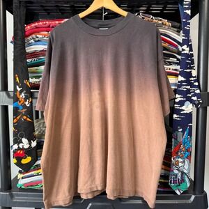 Vintage 90s Brown Ombre Fade Blank T-Shirt XXL Light Marks